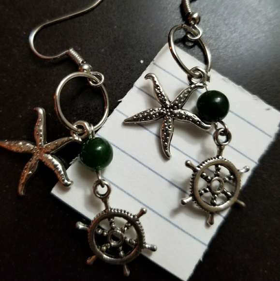 Nautical Emerald Earrings - Pierced - (#E-077) - Picture 1 of 6